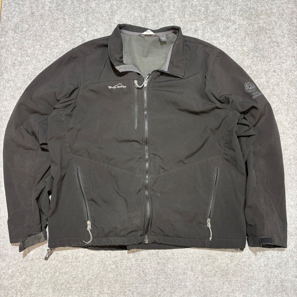 Eddie Bauer Mens 2XL Black Softshell Fleece Lined Full Zip Jacket Total Rewards